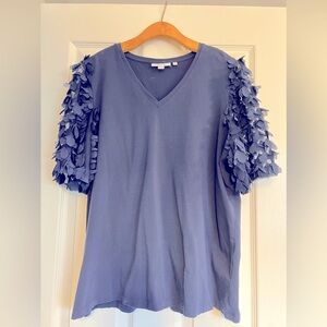 Navy Chico’s Tee with  fun detail on the sleeve 💙